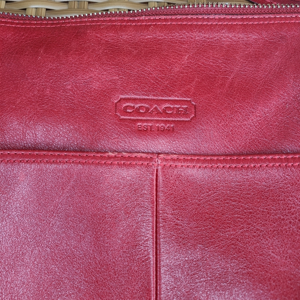 Coach Red Leather Shoulder Bag - Picture 7 of 16